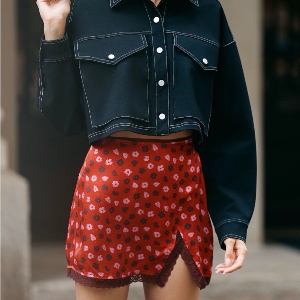 Maeve lace trim mini slip skirt - NWT large